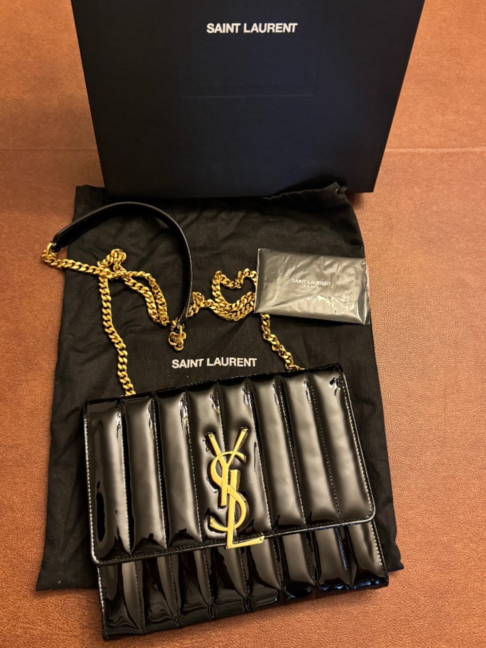 YSL Vicky Medium Patent Crossbody Bag - NEW